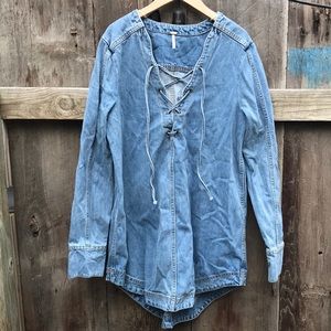 Free people denim tunic size L in like new condition